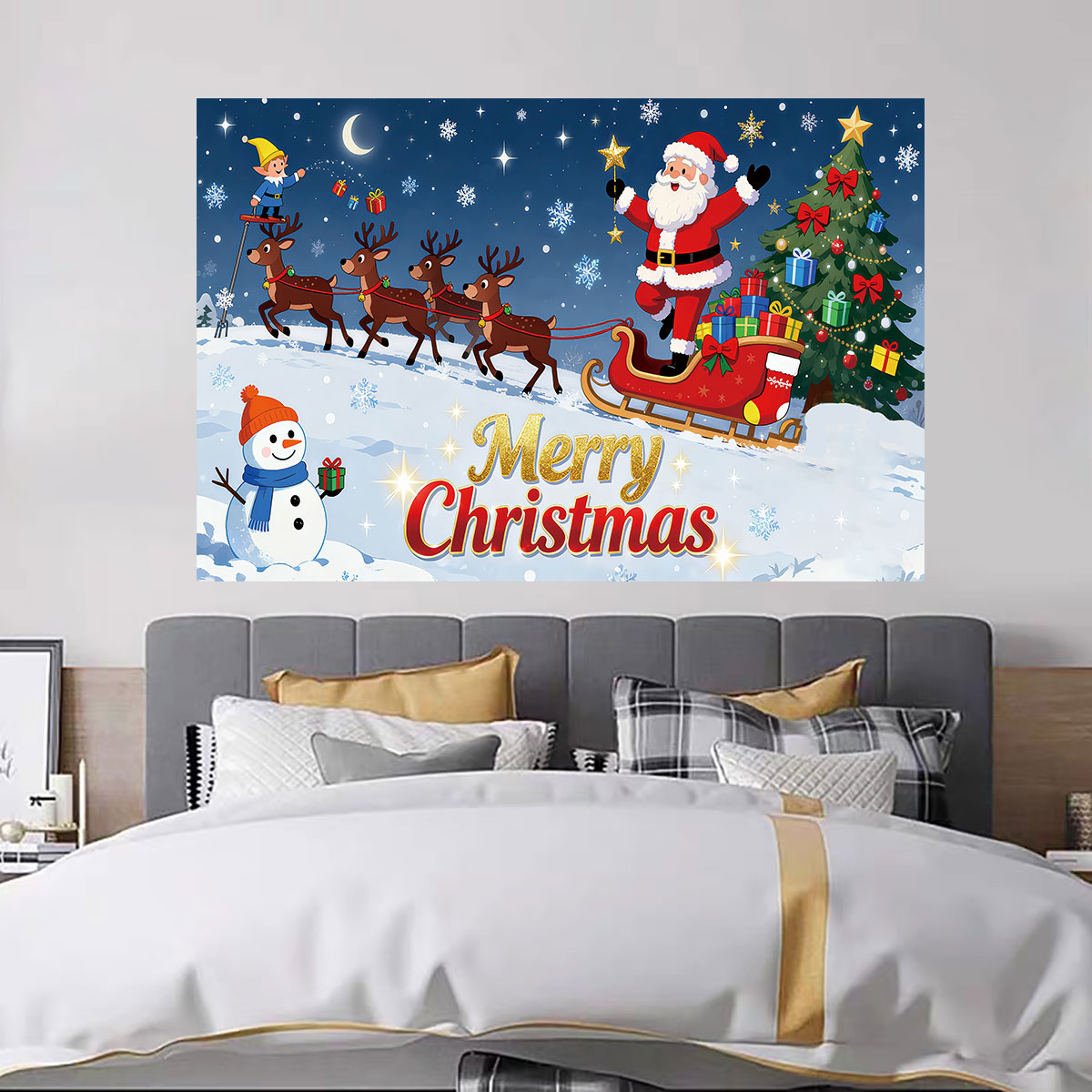 1pc Christmas Elf Santa Sleigh - Snowflake Window Decal recension och pris