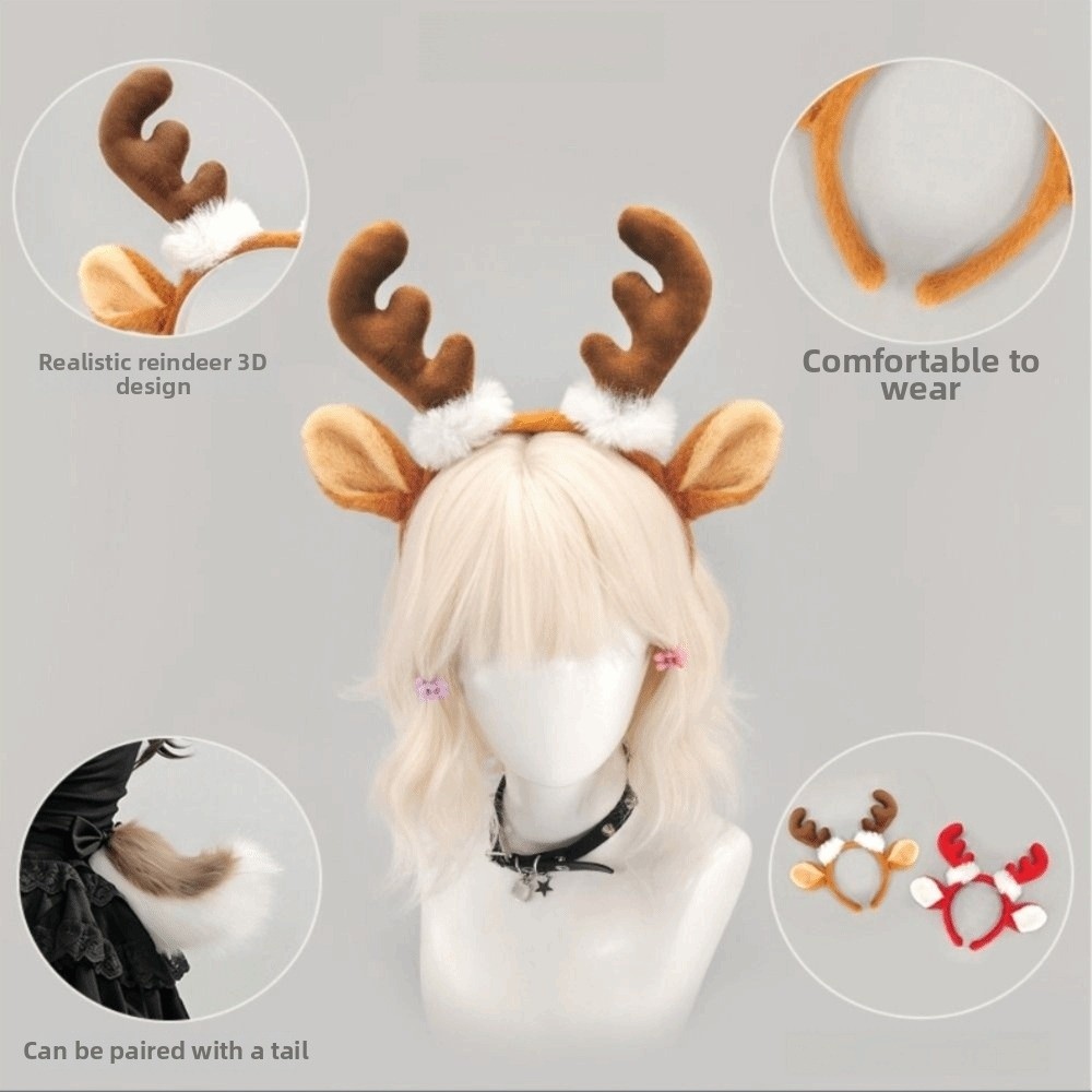 Plush Antler Headband Cute Fes - Reindeer Antlers Headband recension och pris