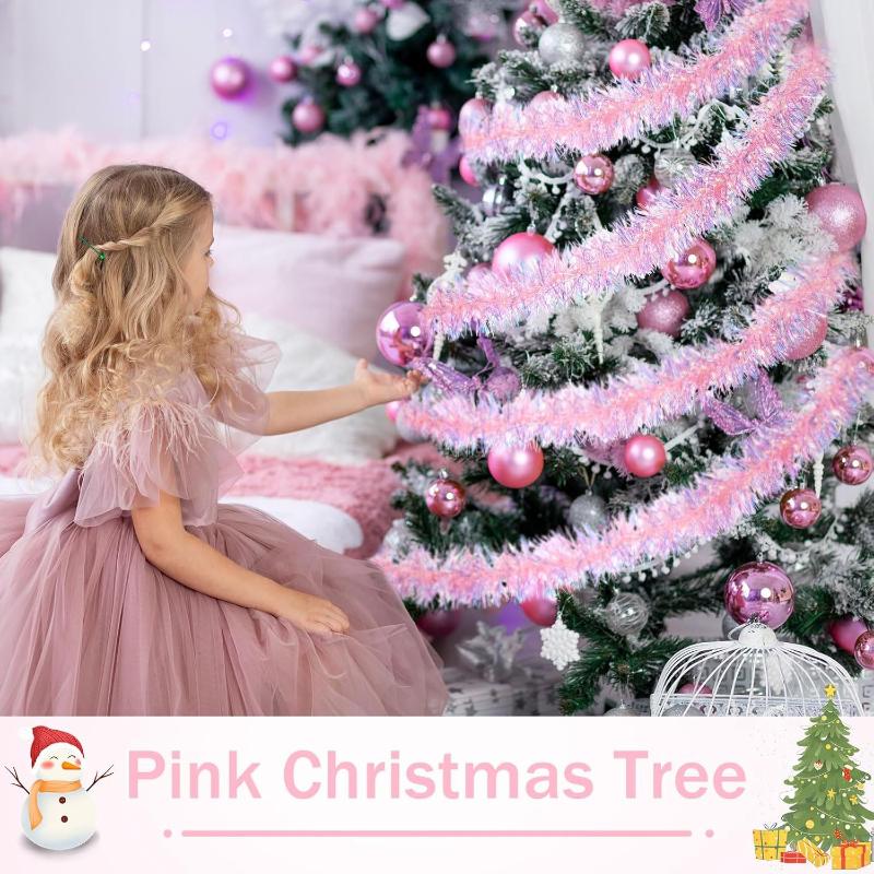 1/3/5PCS 2M Pink Christmas Tin - Tinsel Garland Decoration recension och pris