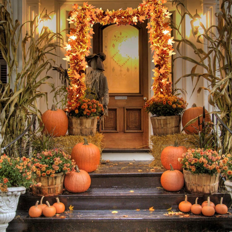 2pcs Thanksgiving Fall Maple L - Tinsel Garland Decoration recension och pris
