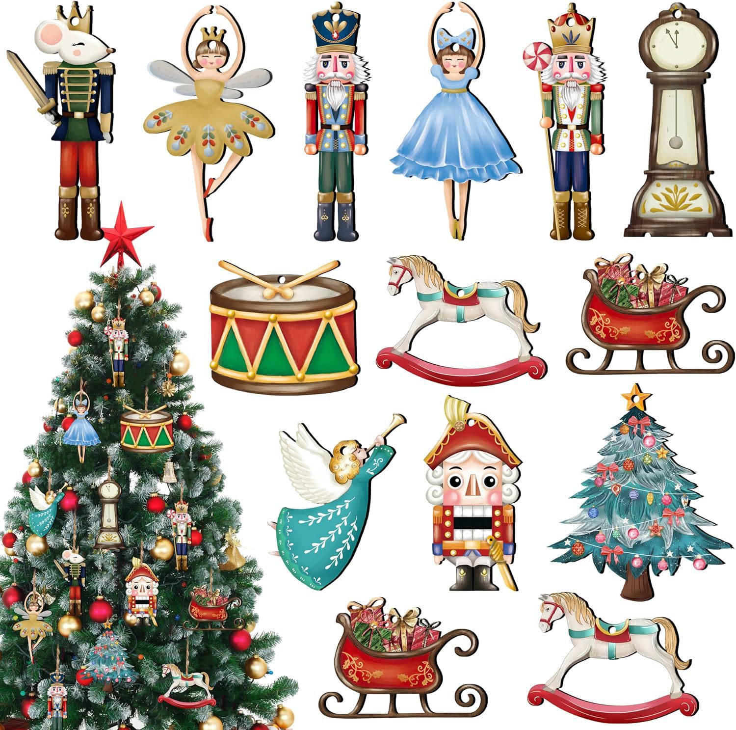 12Pcs/Set Wooden Nutcracker Pu - Nutcracker Figurine recension och pris