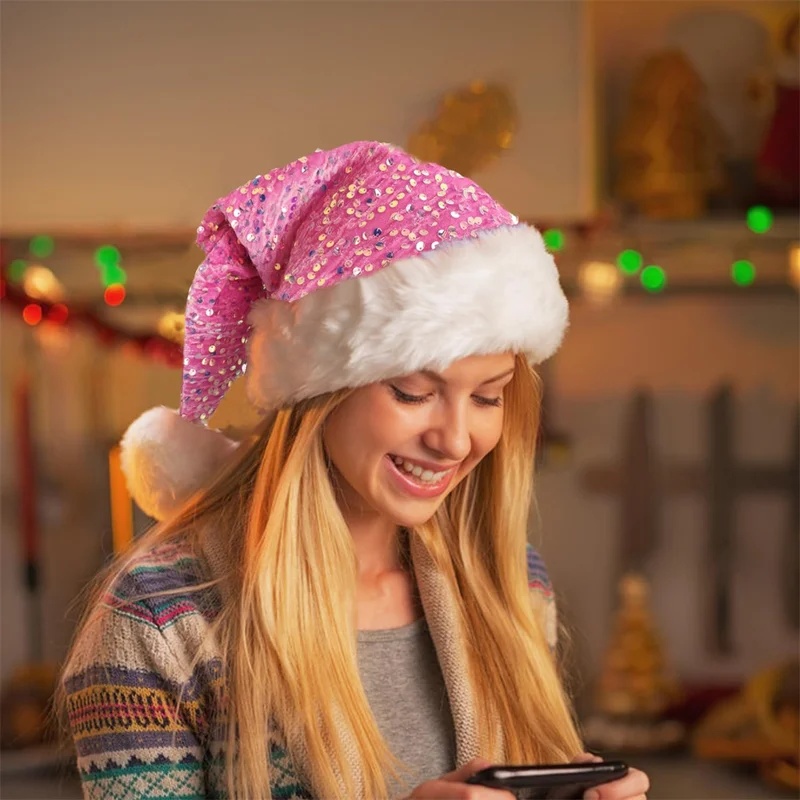 Double-Layer Sequin Christmas  - Santa Hat Plush recension och pris